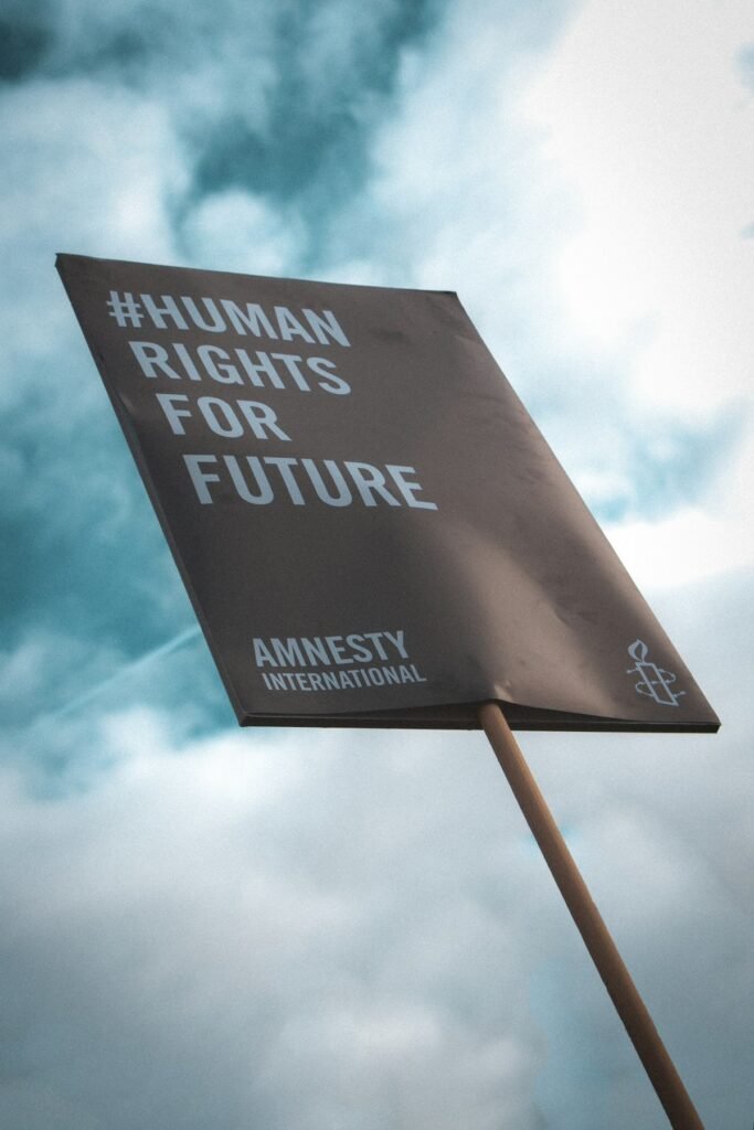 Human Rights For Future sign at a rally